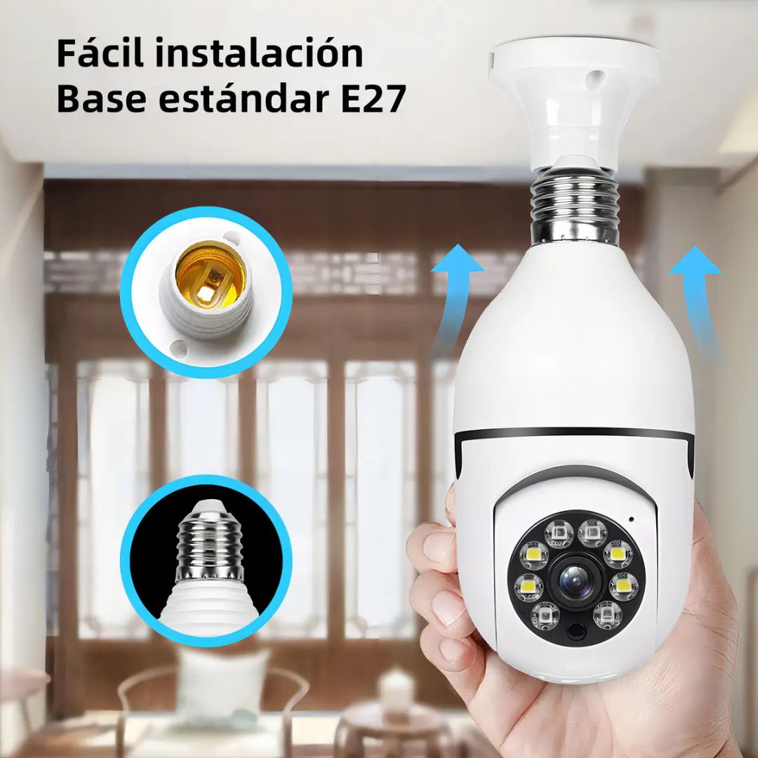 Foco Cámara de Seguridad Interior Exterior con LED visión nocturna Alarma