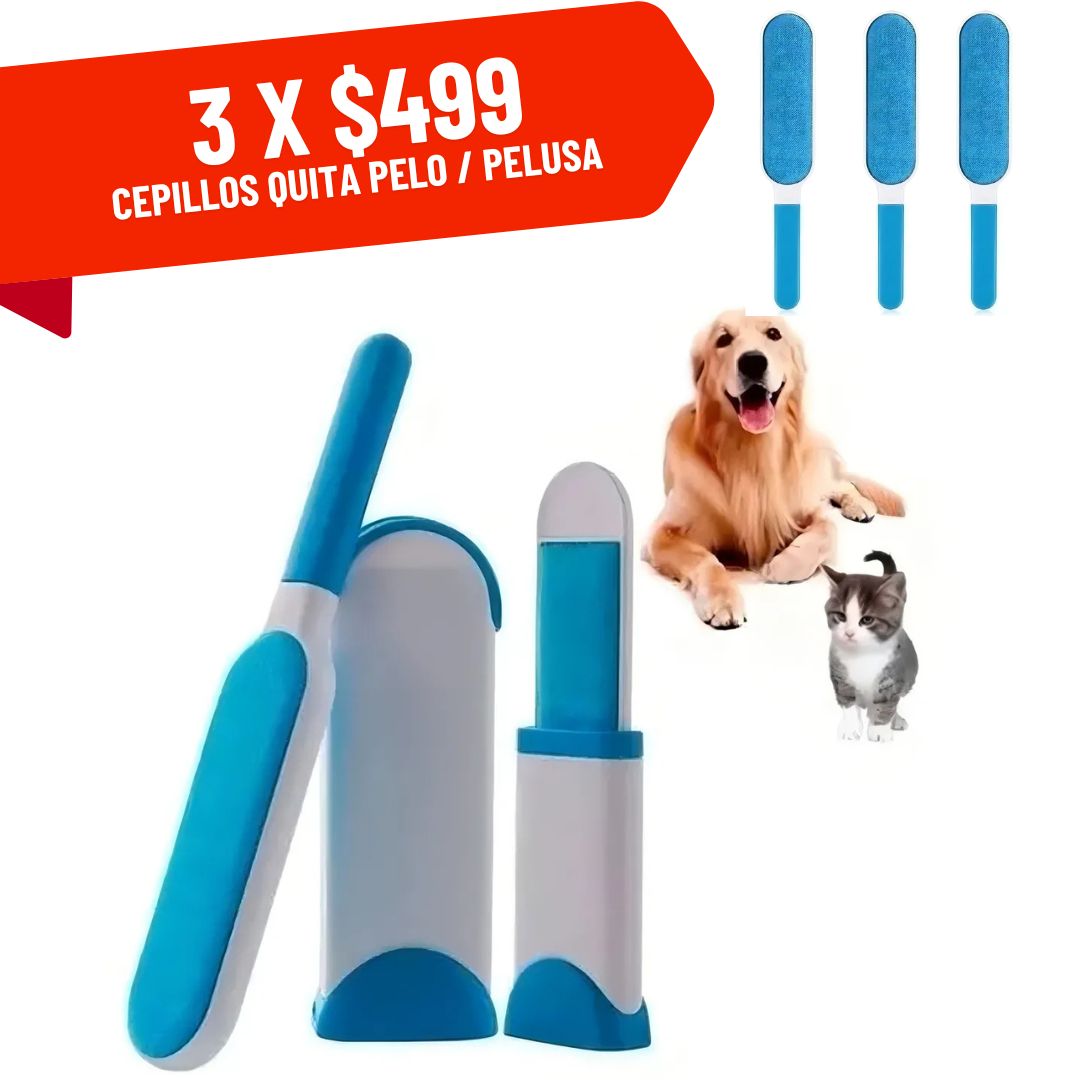 3 Removedores Cepillos Quita Pelo Pelusa De Mascotas Ropa