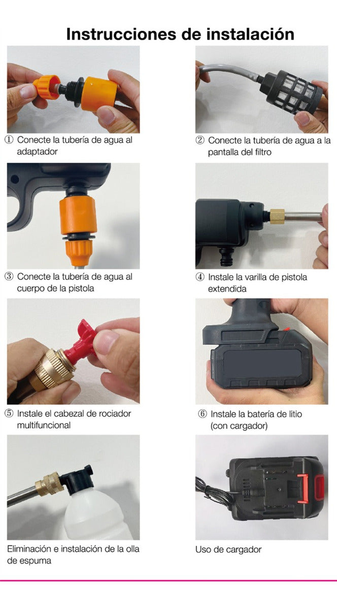 Hidrolavadora de alta potencia, Recargable y Portátil