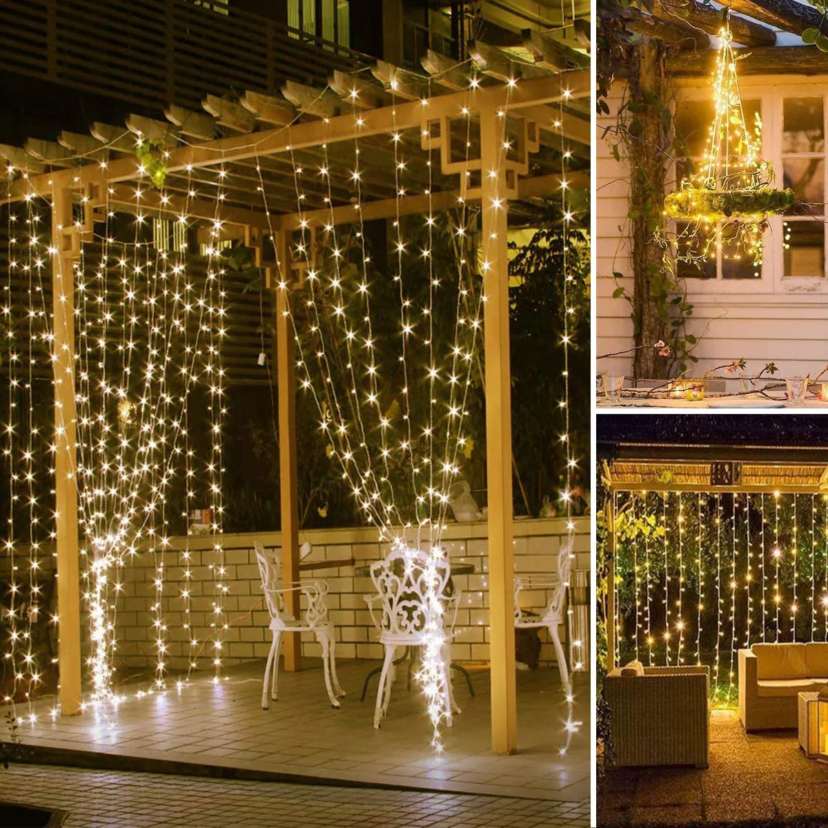 2 Cortinas de Luces Led Decorativas (Cada cortina mide 3x3m)