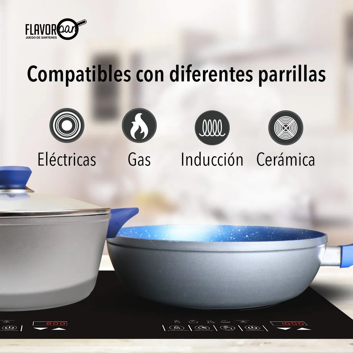 Sarten y olla De Zafiro Pan Ideal Para Inducción