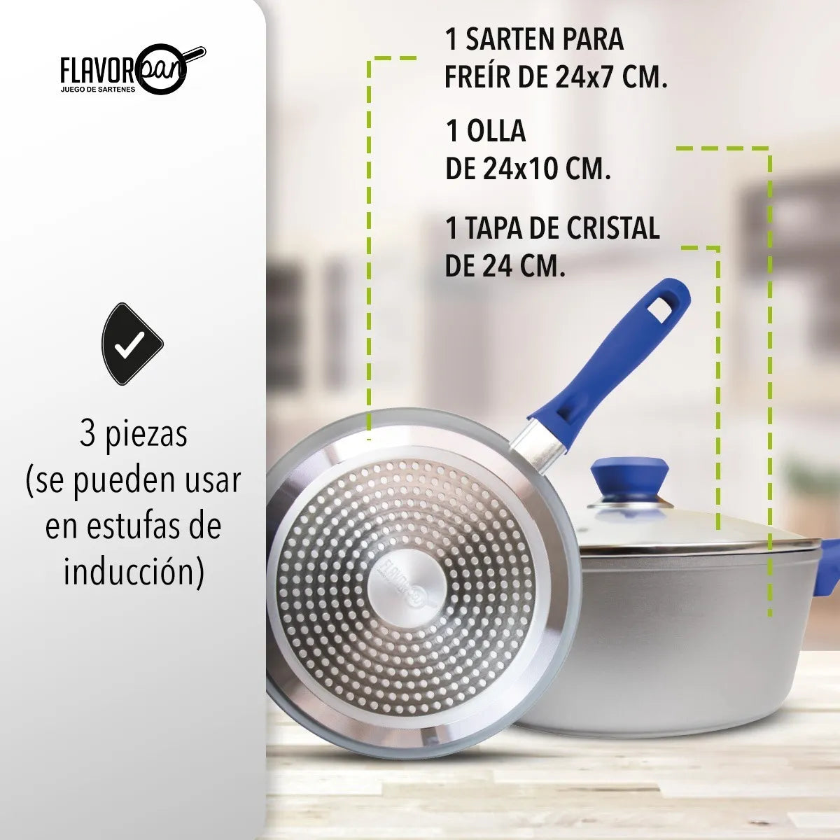 Sarten y olla De Zafiro Pan Ideal Para Inducción