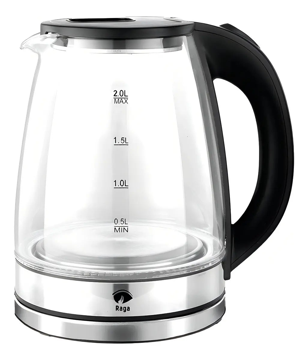 Tetera Eléctrica Con Jarra De Vidrio 2 Lt Acero Inoxidable