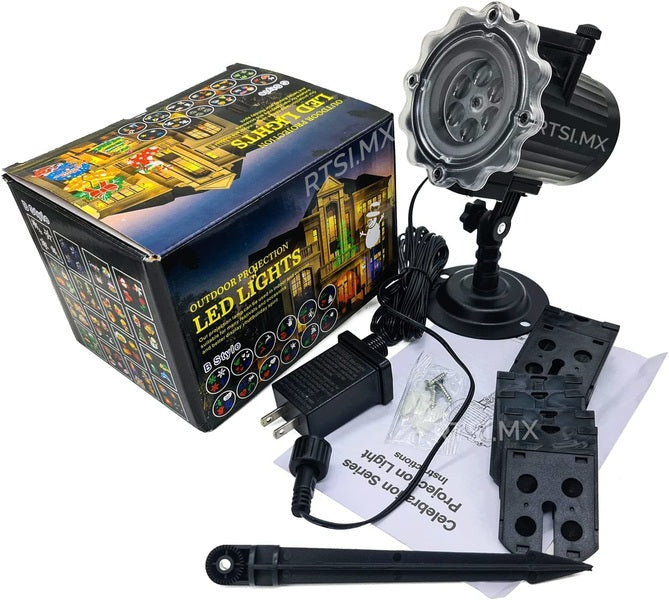 PROYECTOR DECORATIVO CON 12 TEMATICAS (Navidad, Año nuevo, Cumpleaños, Halloween, 14 de febrero)