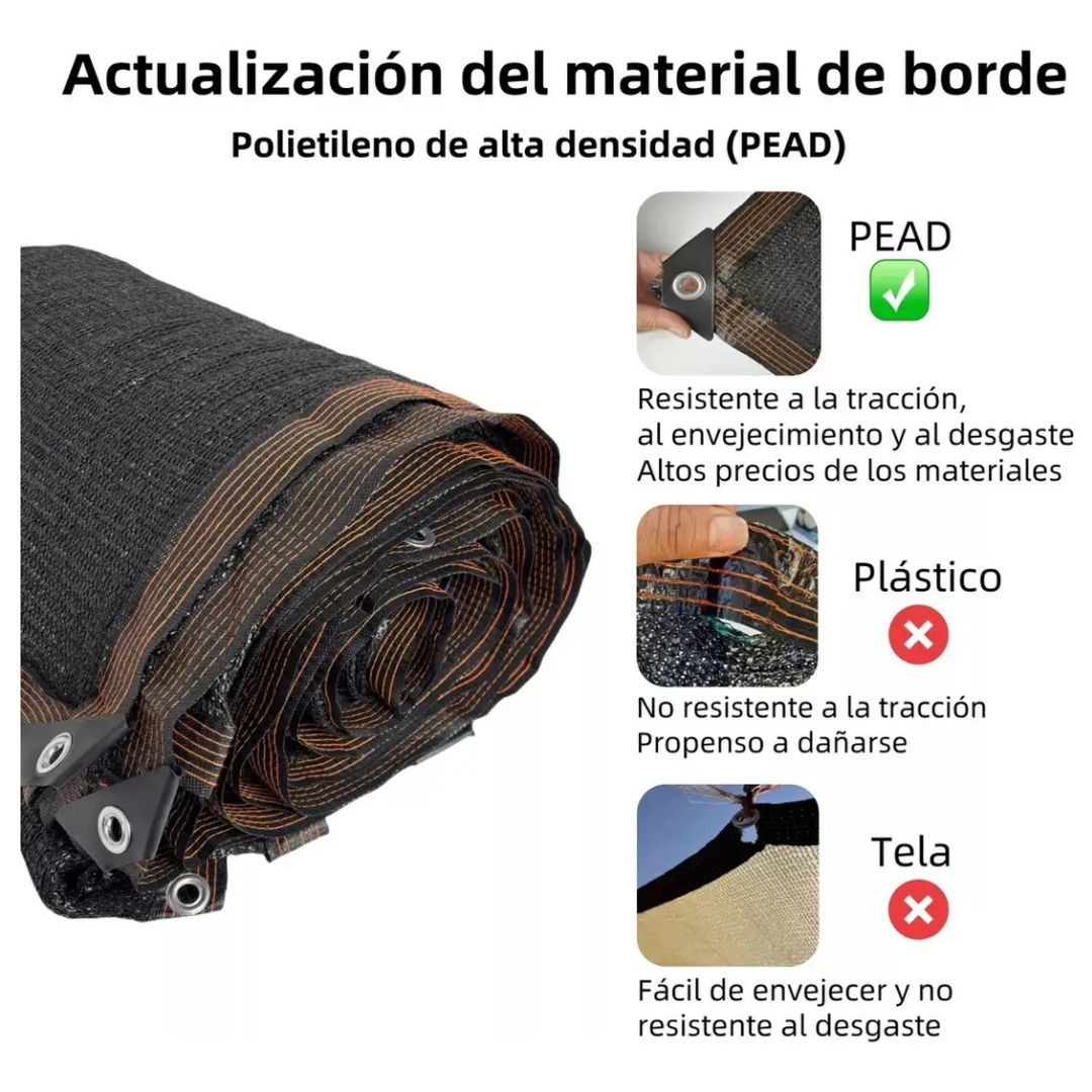 Malla sombra con Cuerda de 4 x 3 metros (90% De bloqueo de luz)