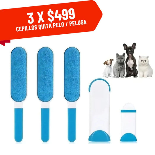 3 Removedores Cepillos Quita Pelo Pelusa De Mascotas Ropa