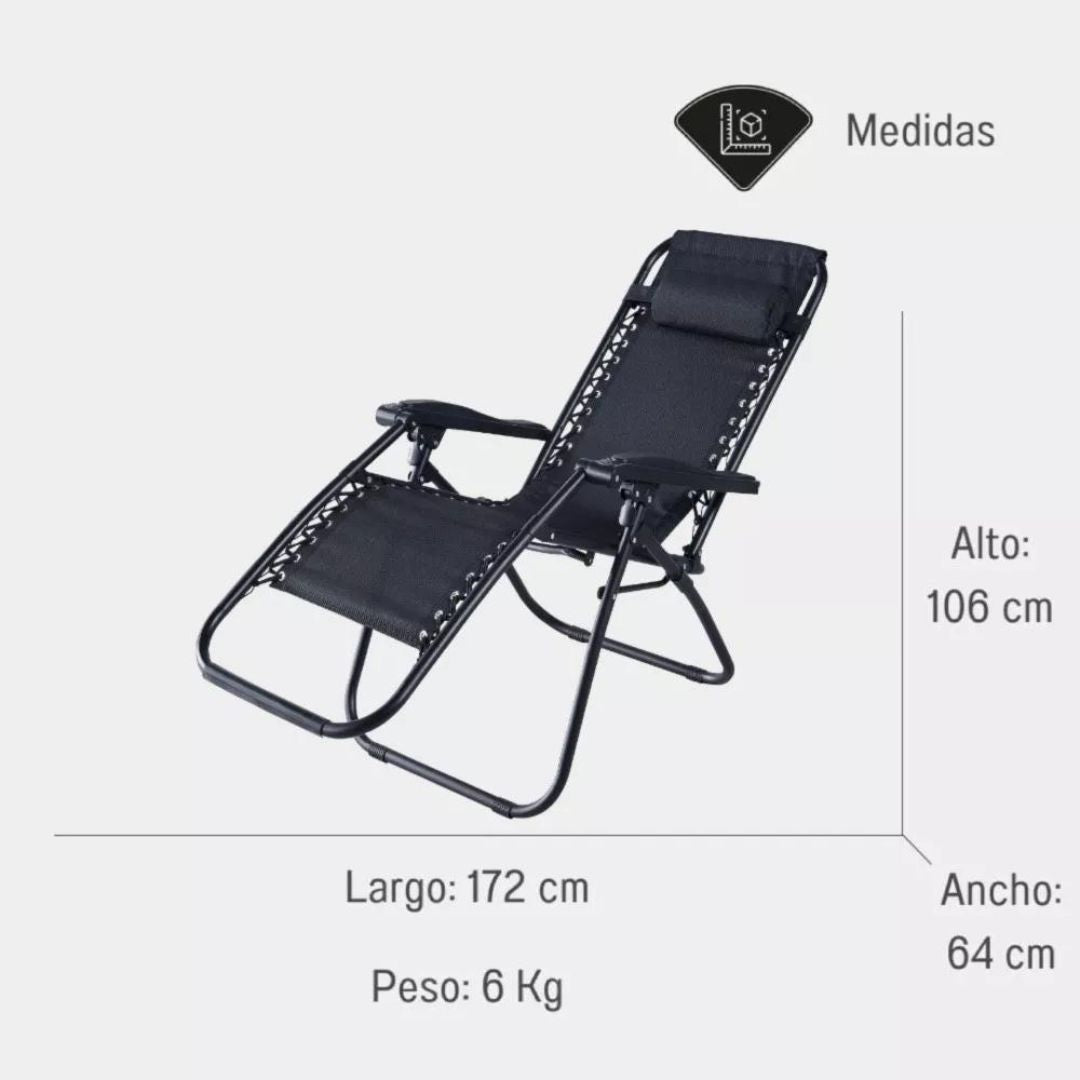 Silla de gravedad cero para playa, jardín o incluso de camping