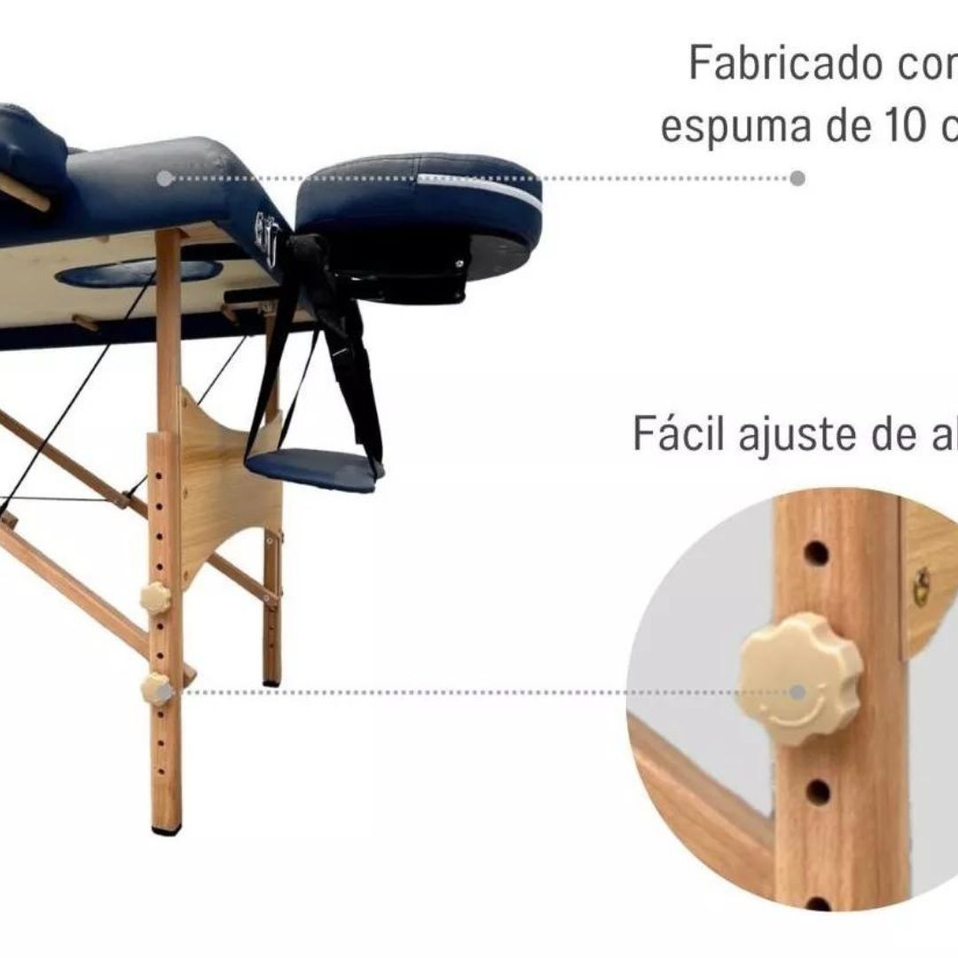 Cama Camilla Masajes Profesional Portátil Plegable Color Negro