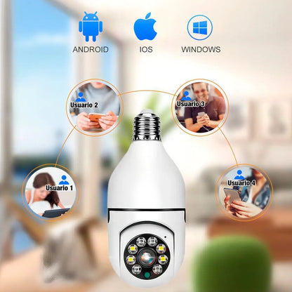 Foco Cámara de Seguridad  Interior Exterior con LED visión nocturna Alarma
