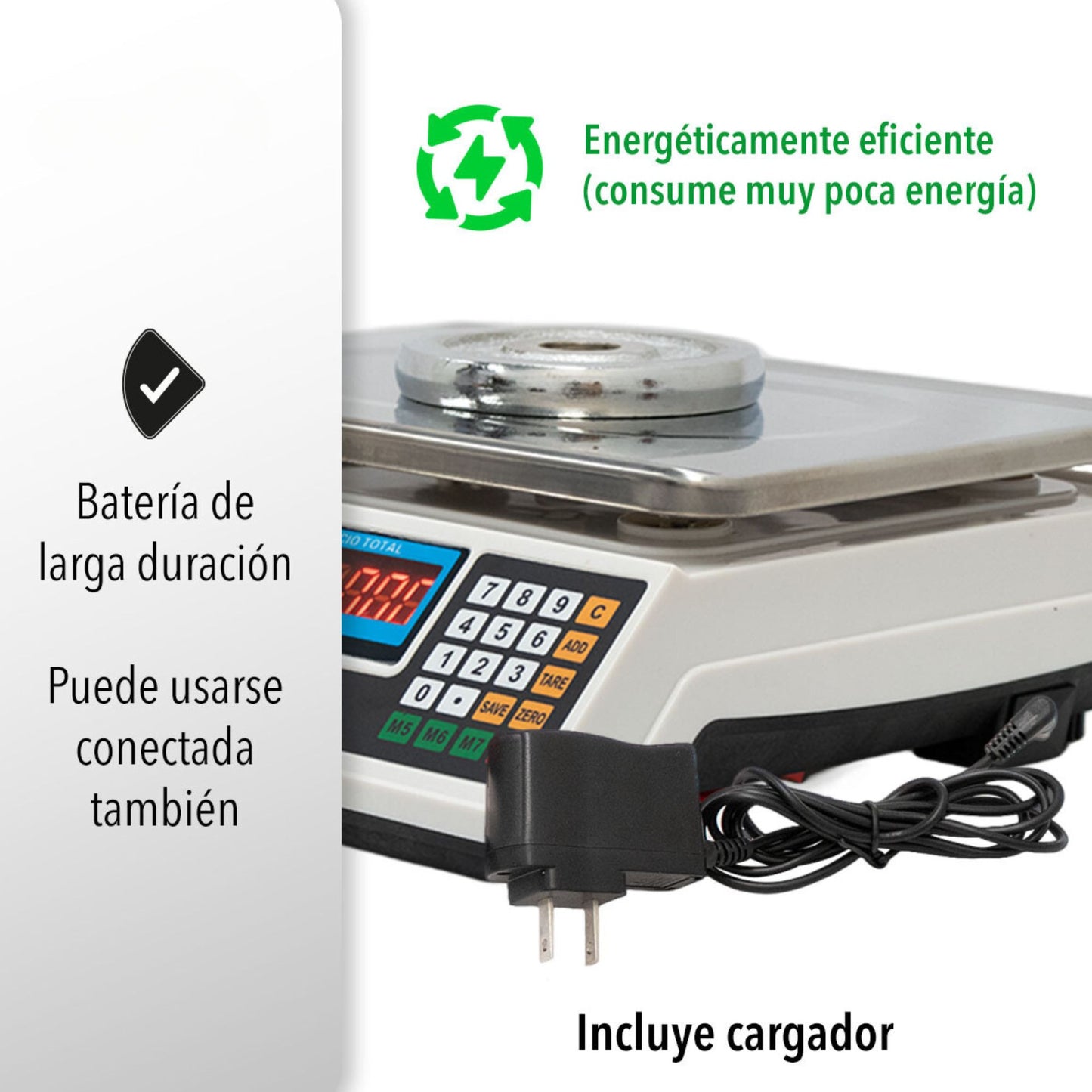 BASCULA COMERCIAL DIGITAL RECARGABLE HASTA 40 KG