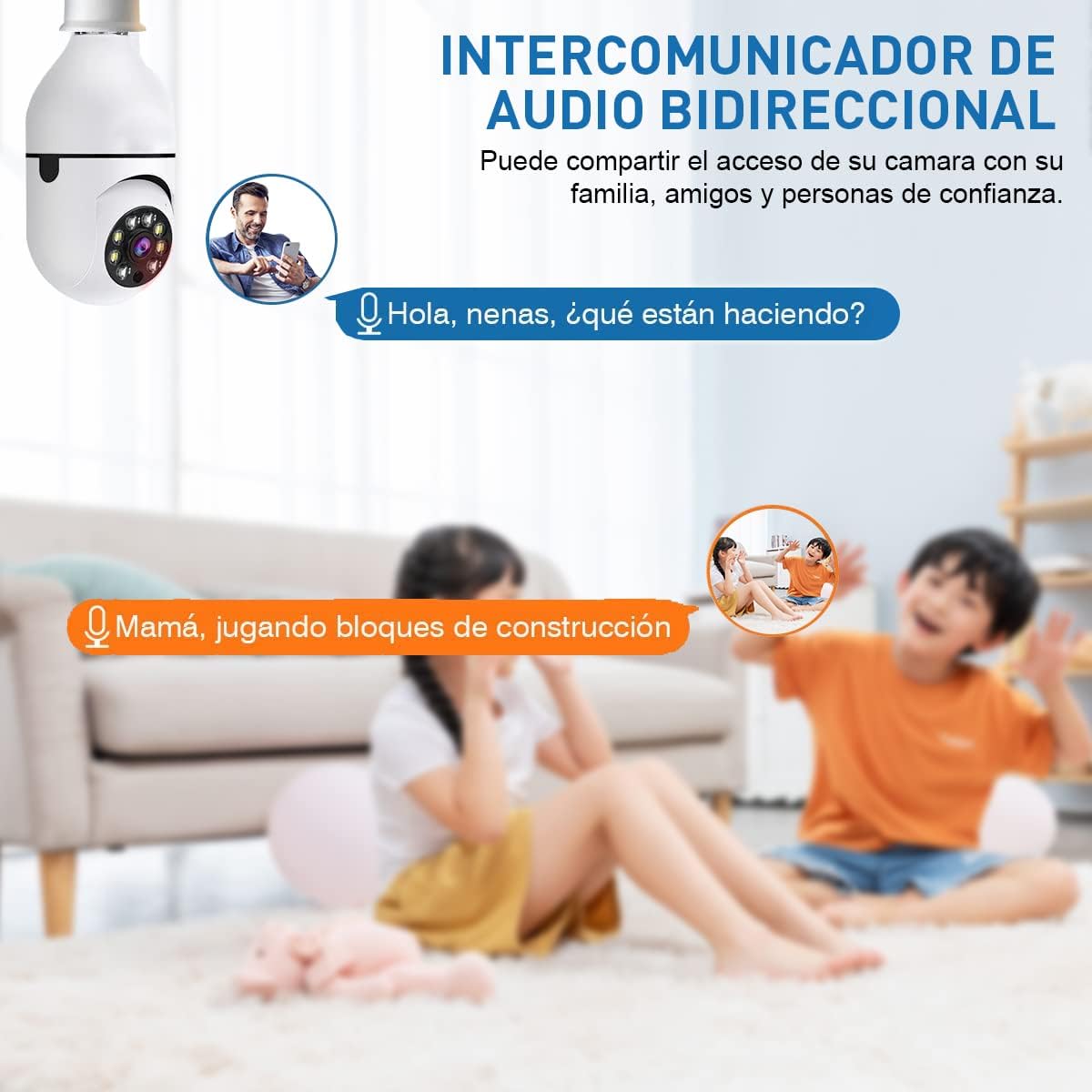 Cámara Foco 360 Inteligente Wifi Nocturna Alarma