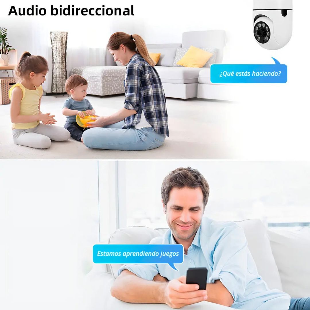 Foco Cámara de Seguridad  Interior Exterior con LED visión nocturna Alarma