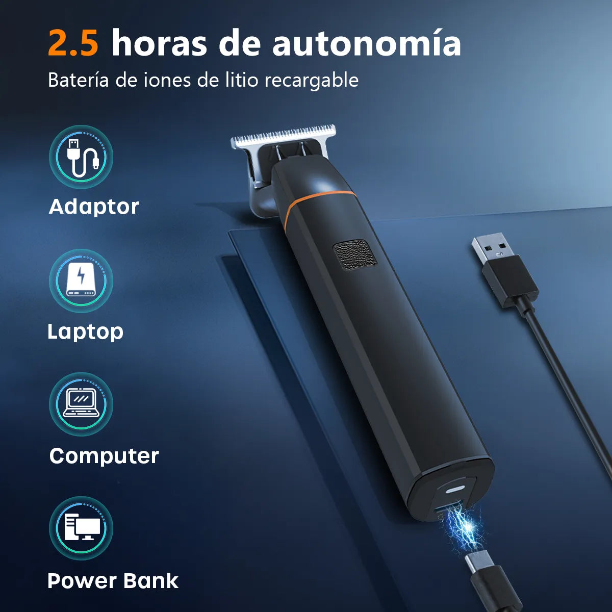 Afeitadora Electrica para Cabello y Barba Recargable