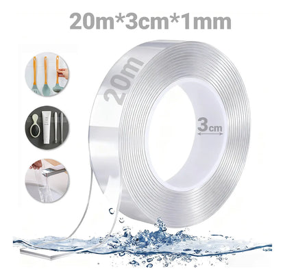 CINTA ADHESIVA DOBLE CARA LAVABLE Y REUTILIZABLE (20mts)