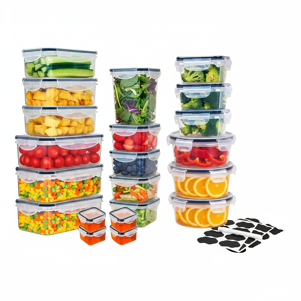 Recipientes 24 Pz Herméticos De Almacenamiento De Cocina Transparente