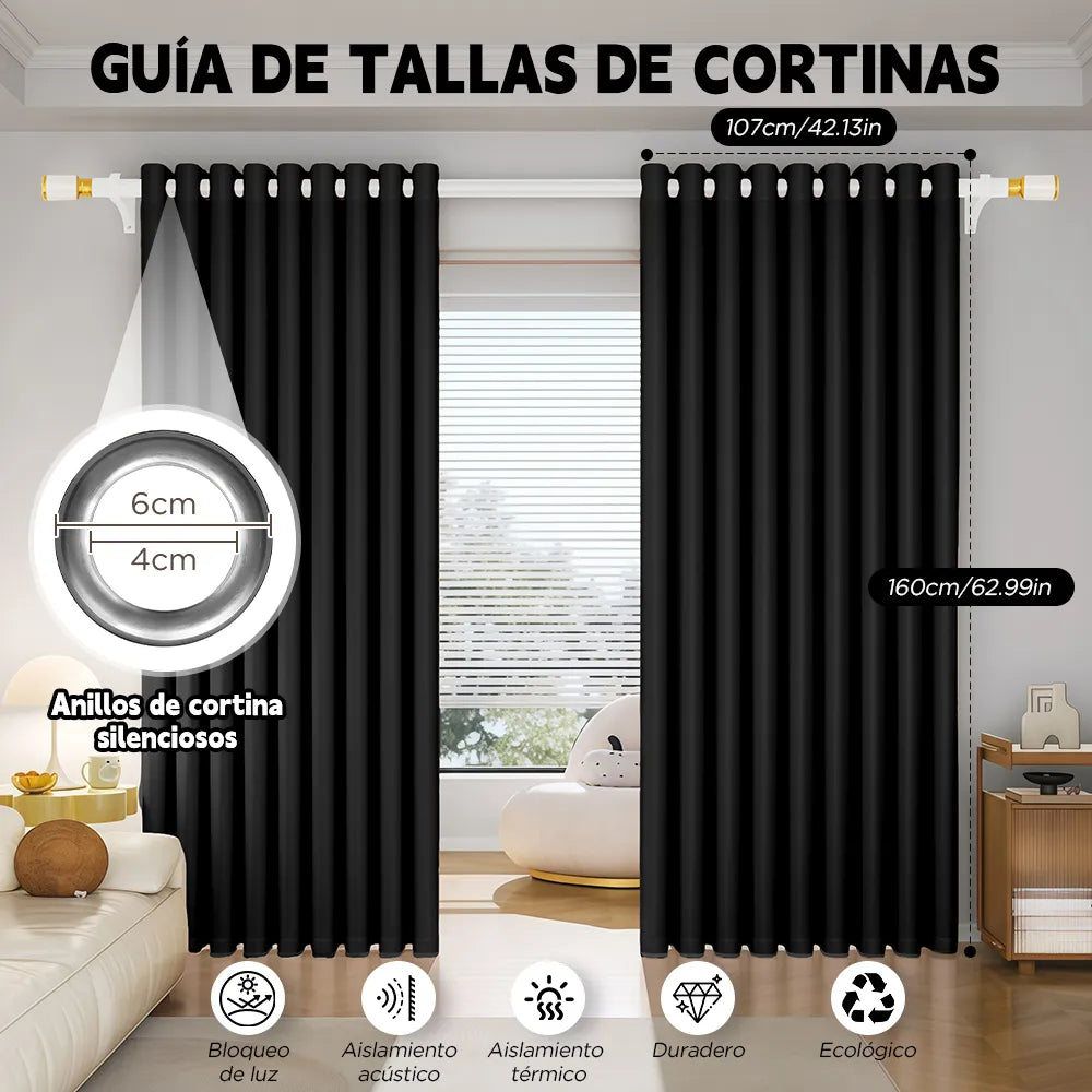 Cortina Blackout Para Ventana (Medida total de ambas cortinas 214 x 160 cm)