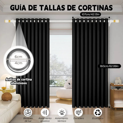 Cortina Blackout Para Ventana (Medida total de ambas cortinas 214 x 160 cm)