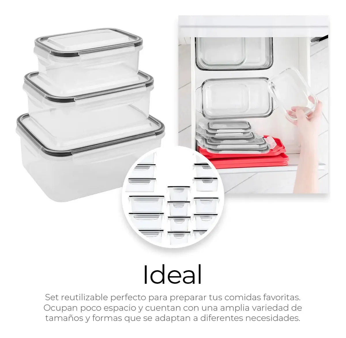 Recipientes 24 Pz Herméticos De Almacenamiento De Cocina Transparente