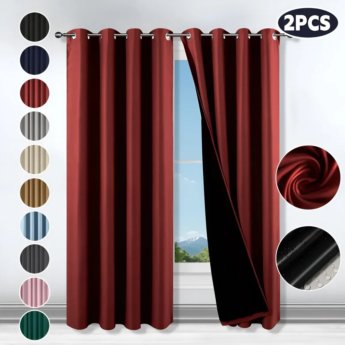 Cortina Blackout Para Ventana (Medida total de ambas cortinas 214 x 160 cm)