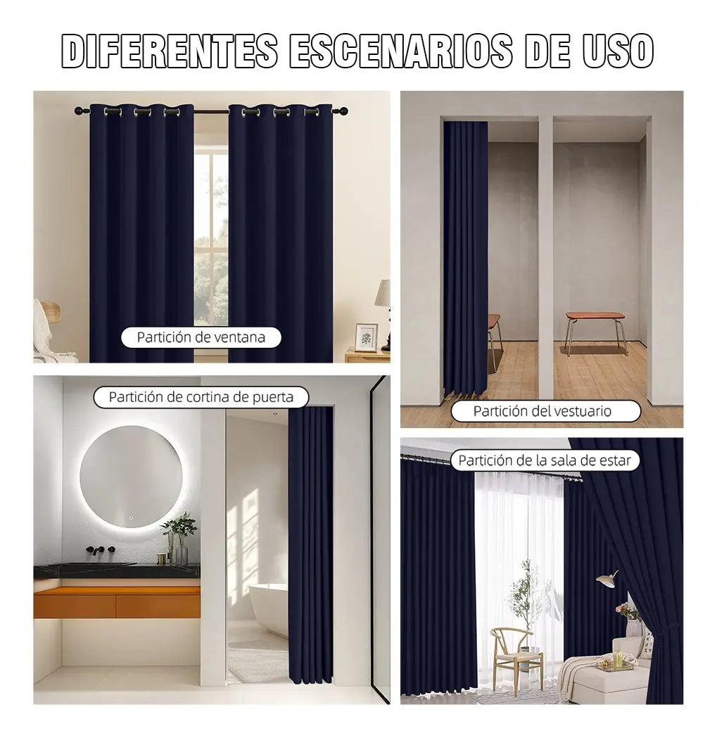 Cortina Blackout Para Ventana (Medida total de ambas cortinas 214 x 160 cm)
