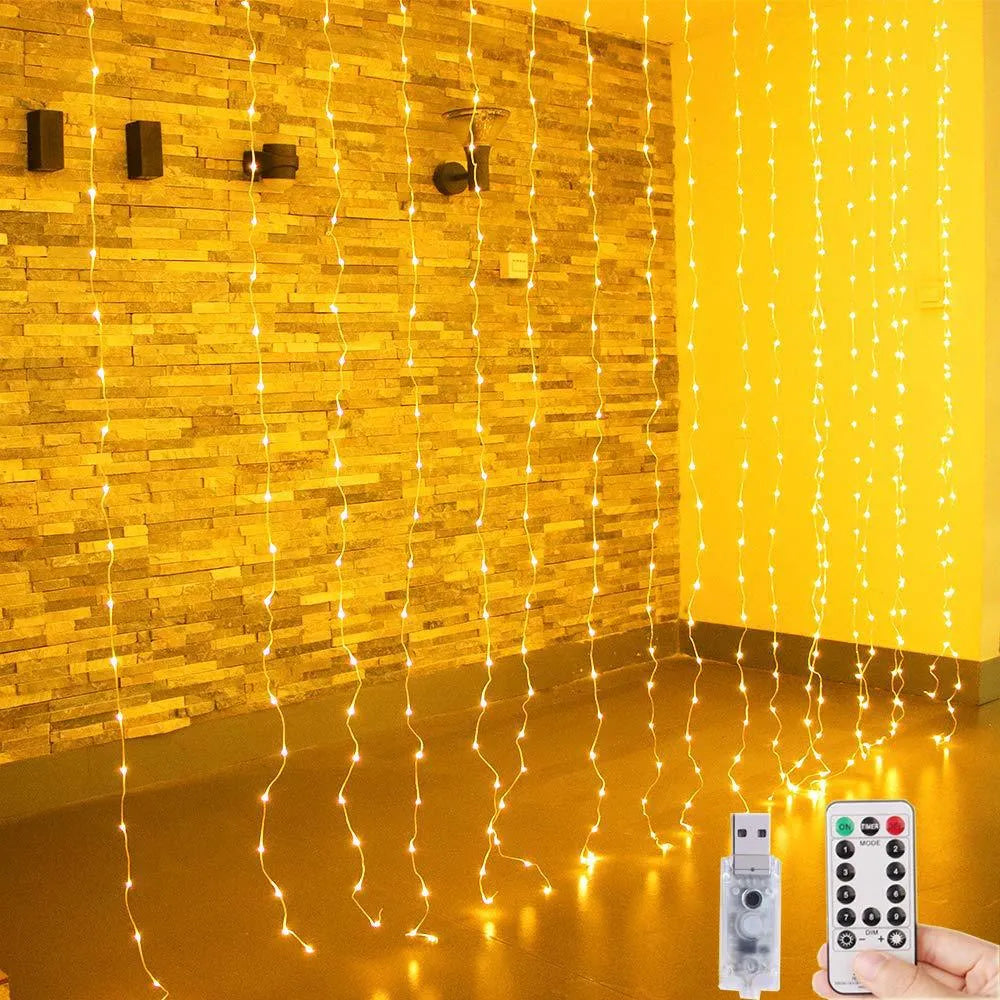2 Cortinas de Luces Led Decorativas (Cada cortina mide 3x3m)