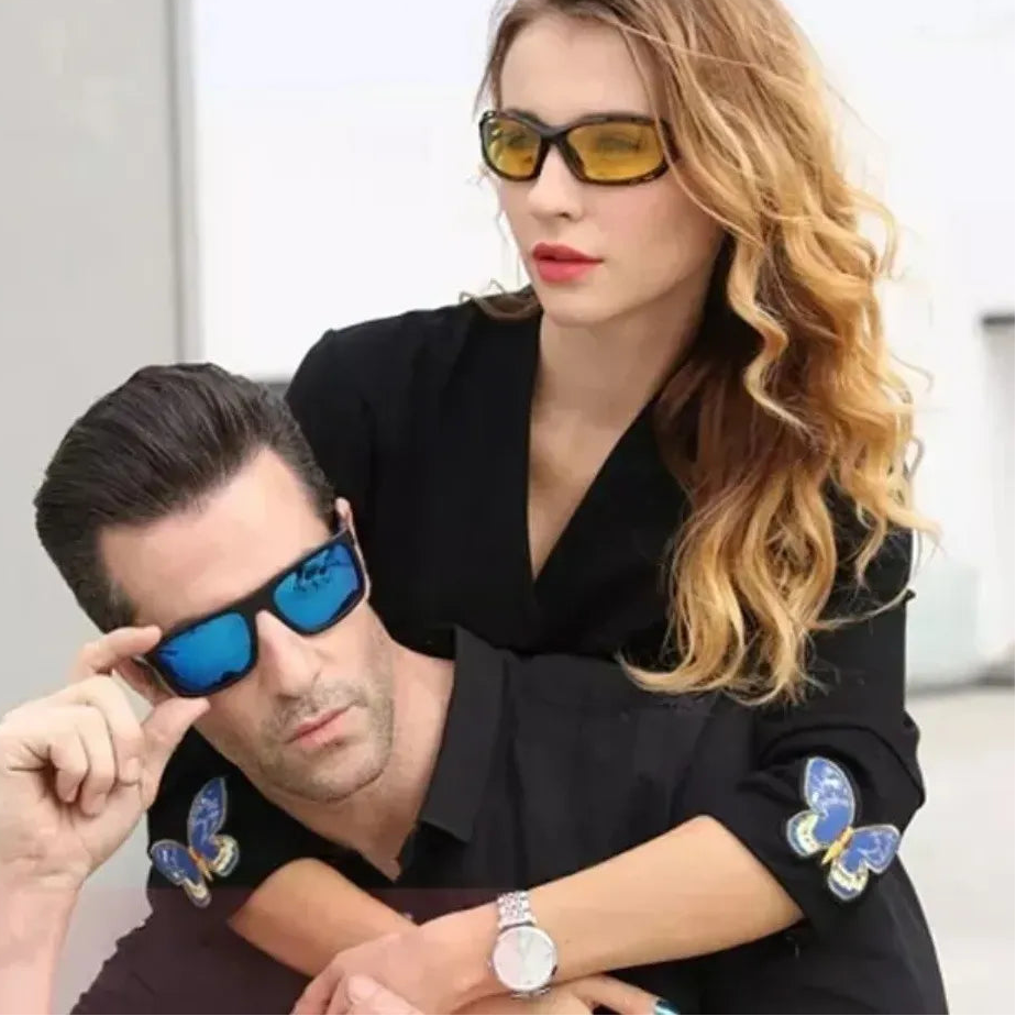 2 Lentes (Lentes Gafas Sol Polarizados + Lentes Vision Nocturna Manejar