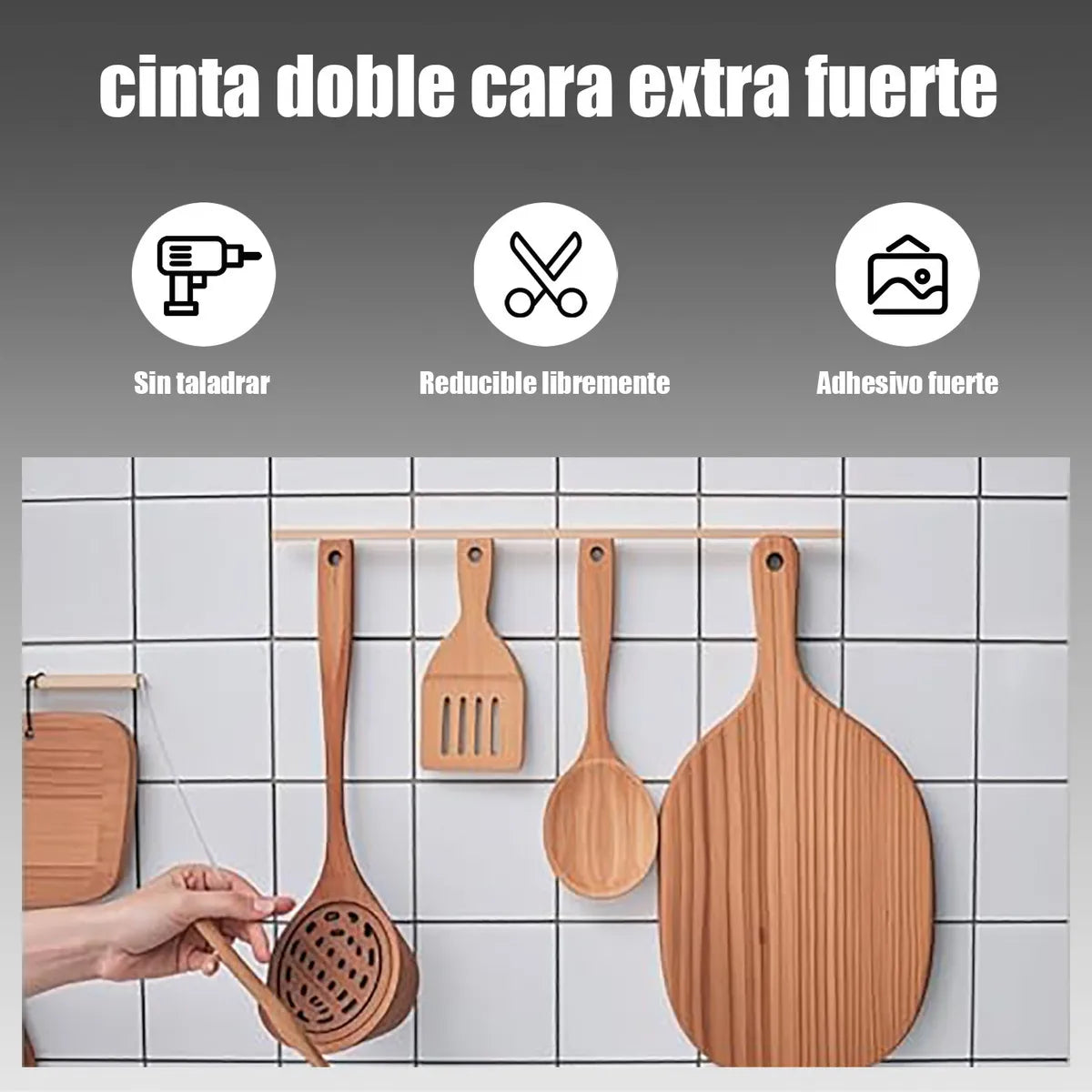 CINTA ADHESIVA DOBLE CARA LAVABLE Y REUTILIZABLE (20mts)