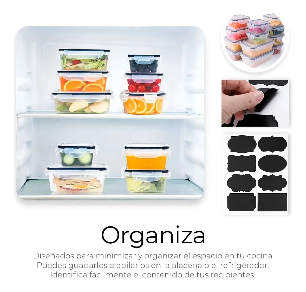 Recipientes 24 Pz Herméticos De Almacenamiento De Cocina Transparente