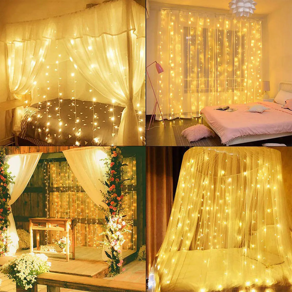 2 Cortinas de Luces Led Decorativas (Cada cortina mide 3x3m)