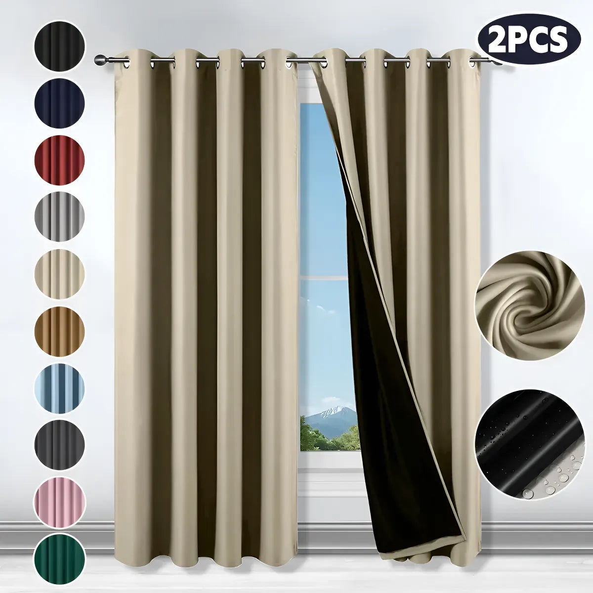 Cortina Blackout Para Ventana (Medida total de ambas cortinas 214 x 160 cm)