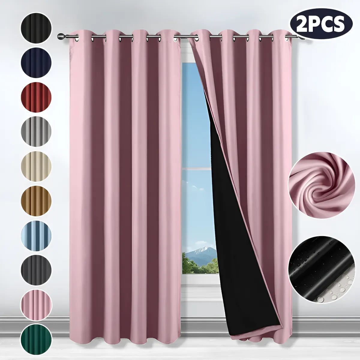 Cortina Blackout Para Ventana (Medida total de ambas cortinas 214 x 160 cm)