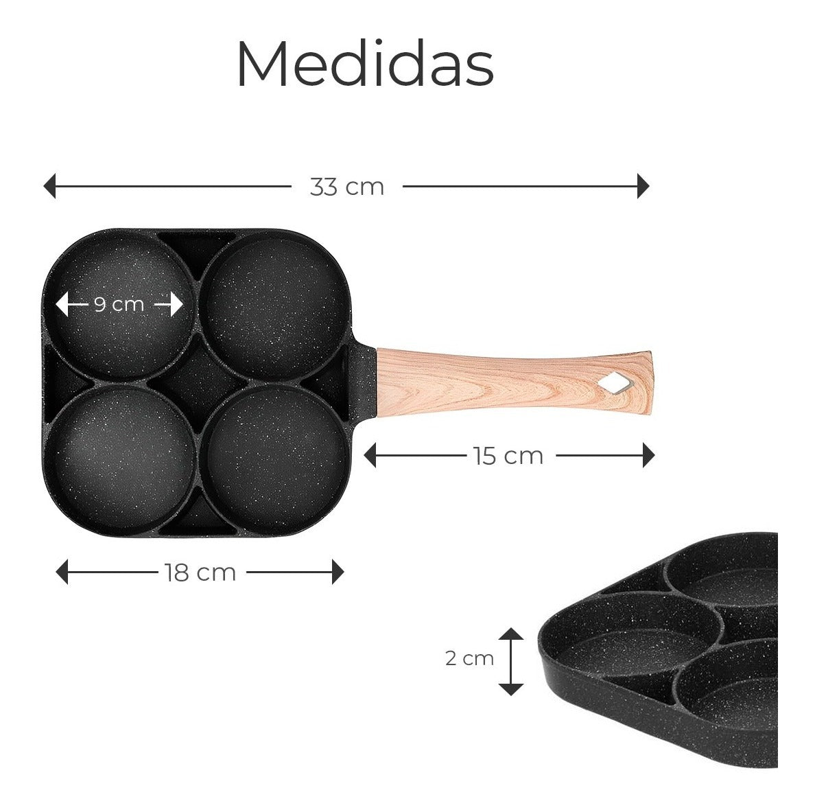 Sartén Para Freír Antiadherente 4 Espacios En 1 Multifunción Mx