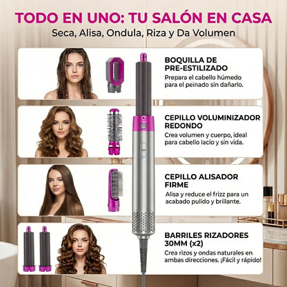 Cepillo 5 en 1 (Seca, ondula y Alisa)