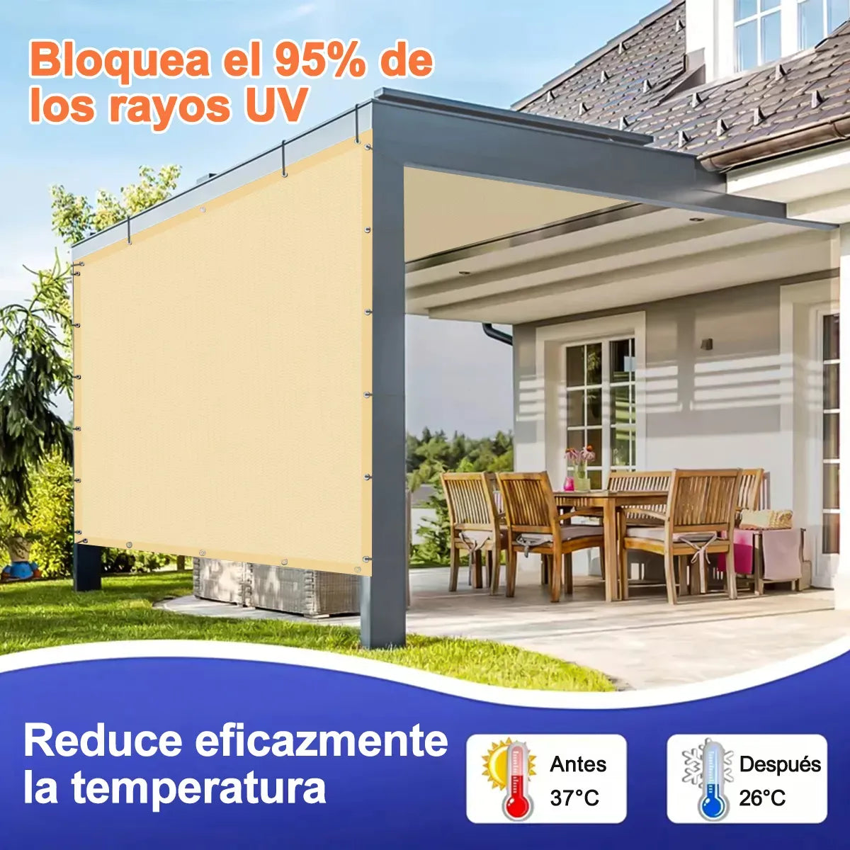 Malla sombra de 4x6 Metros (90 % De bloqueo de luz)