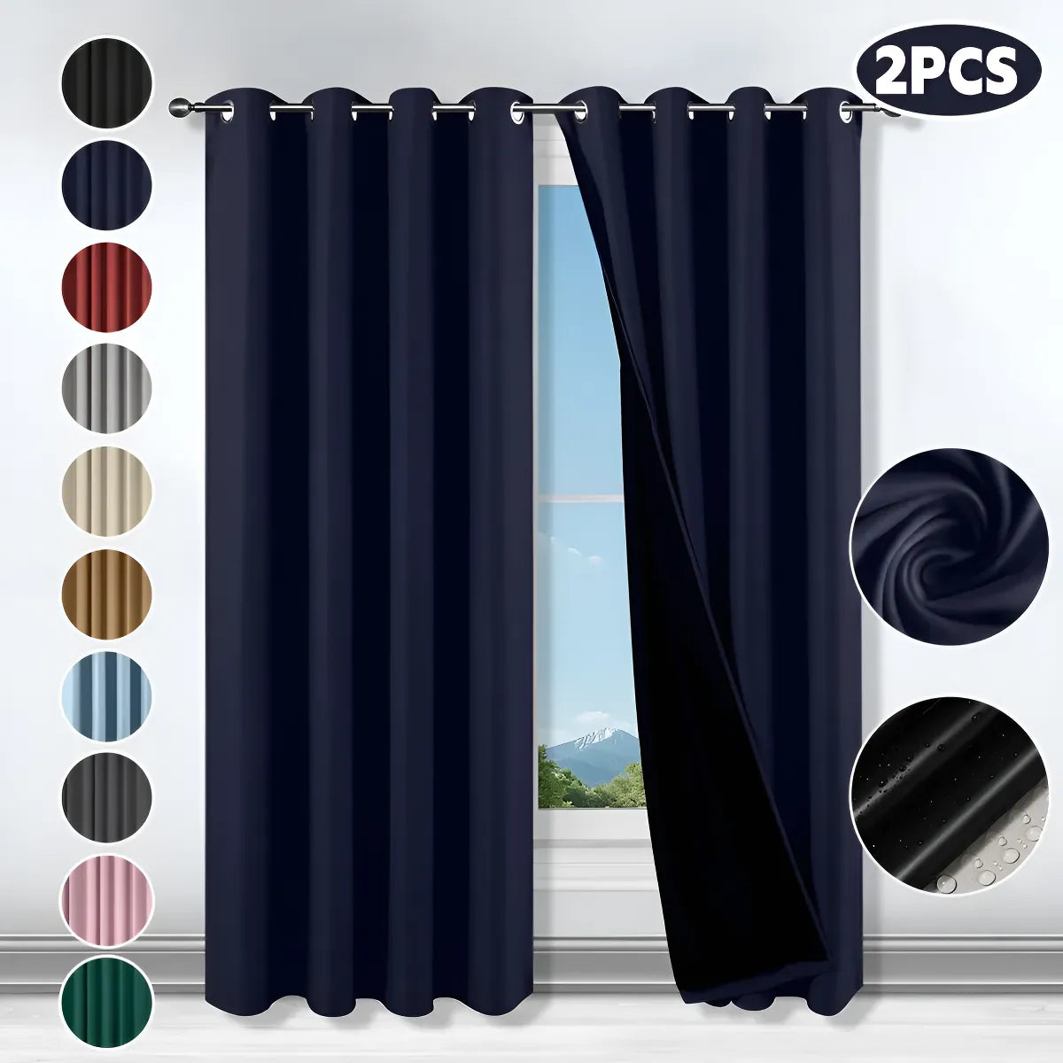 Cortina Blackout Para Ventana (Medida total de ambas cortinas 214 x 160 cm)
