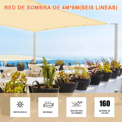 Malla sombra de 4x6 Metros (90 % De bloqueo de luz)