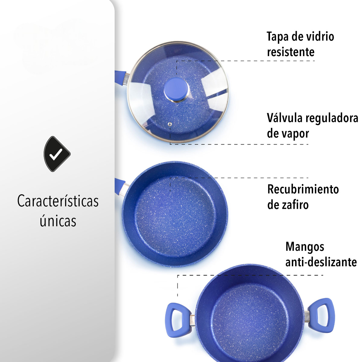 Juego De 3 Sartenes De Zafiro 20, 24, 28 Cms Flavor Pan