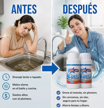 kit 2 unidades de Polvo Limpia Tuberia Drenaje