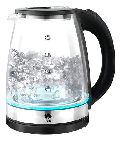 Tetera Eléctrica Con Jarra De Vidrio 2 Lt Acero Inoxidable