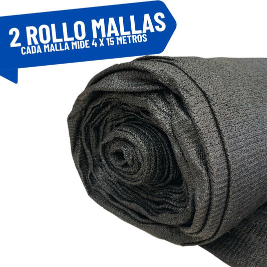 2 Rollos mallas sombra de 4 m x 15 m cada una (Raschel 70%)